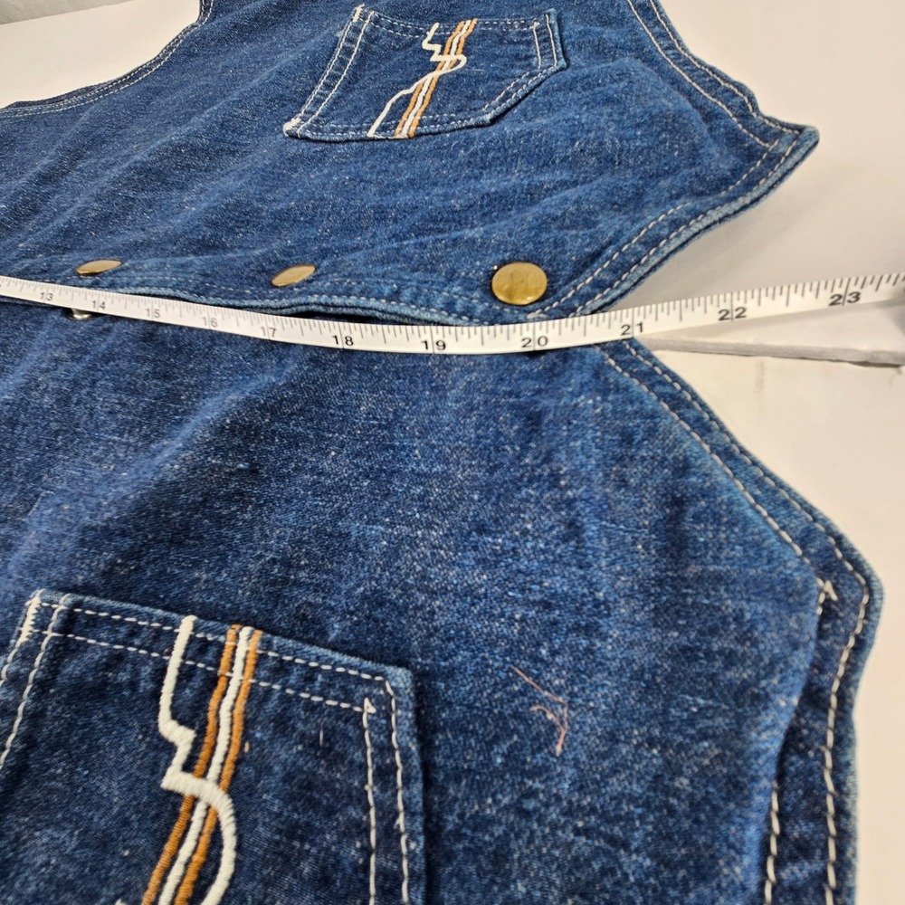 Vintage 70s Western Denim Vest Blue Snap Front Embroidered Pockets Mens Med Jean - Picture 7 of 9